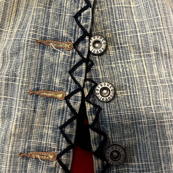 Vintage Parasuco boho distressed denim and crochet vest GUC - Picture 4 of 11